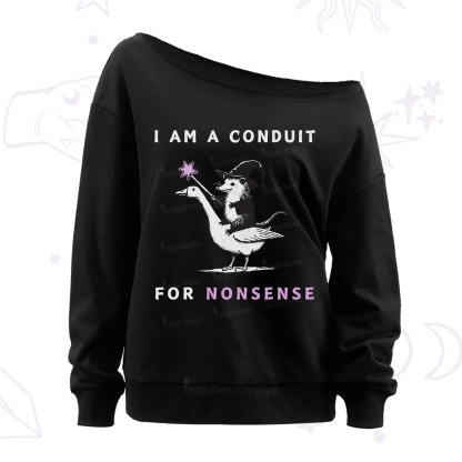 Purplehecate I Am A Conduit For Nonsense Off The Shoulder Sweatshirt