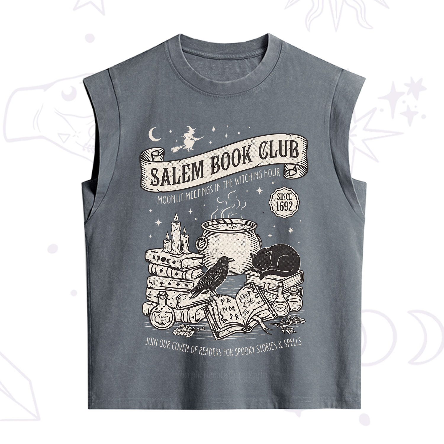 Purplehecate Salem Witch Book Club Vintage Washed Tank
