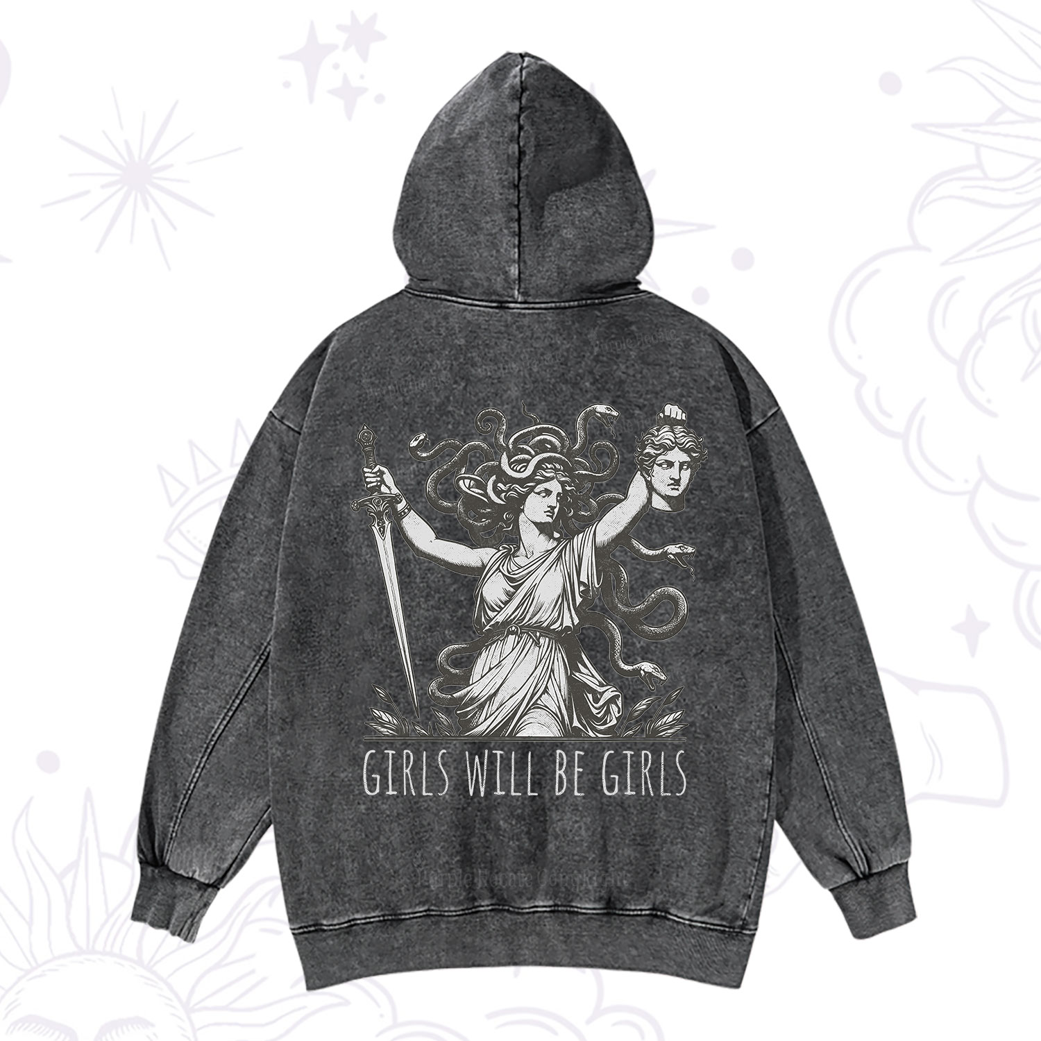 Purplehecate Girls Will Be Girls Medusa Washed Hoodie