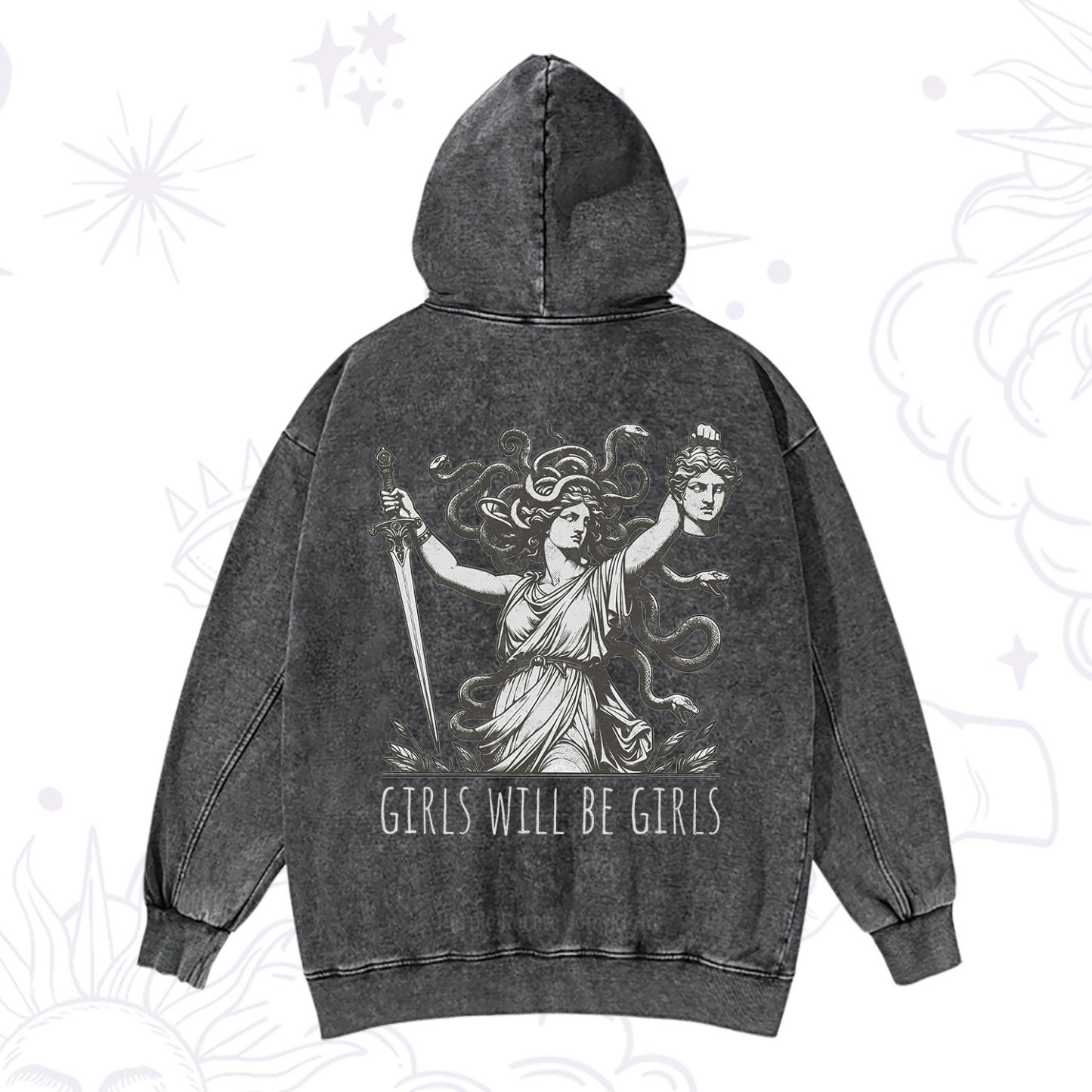 Purplehecate Girls Will Be Girls Medusa Washed Hoodie
