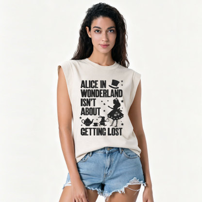Purplehecate Alice Style Wonderland Girl Quote Vintage Washed Tank