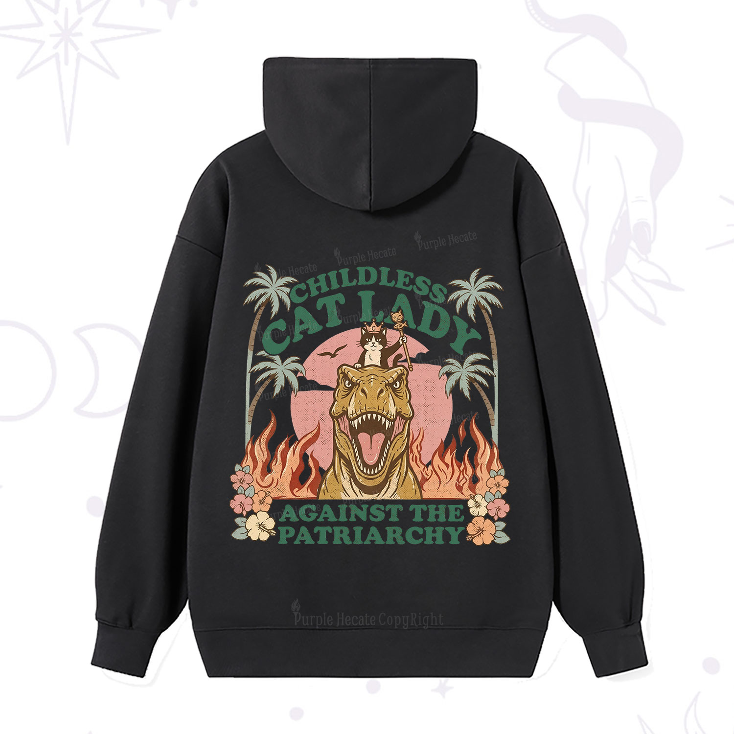 Purplehecate Childless Cat Lady Burn the Patriarchy Hoodie