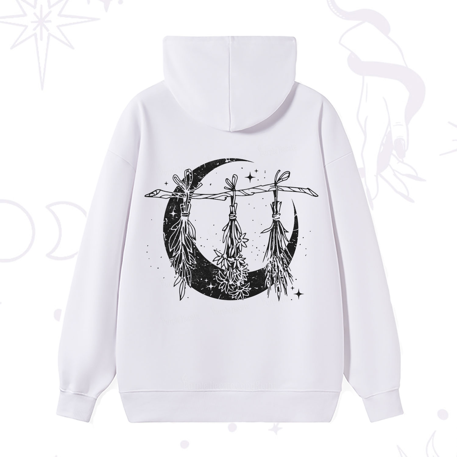 Purplehecate Witchy Moon Herbs Hoodie