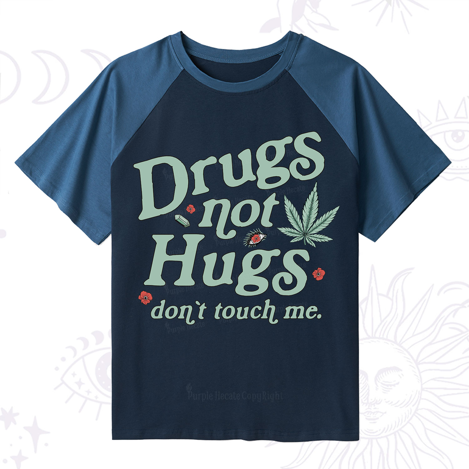 Purplehecate Sarcastic Weed Raglan Short Sleeve T‑Shirt