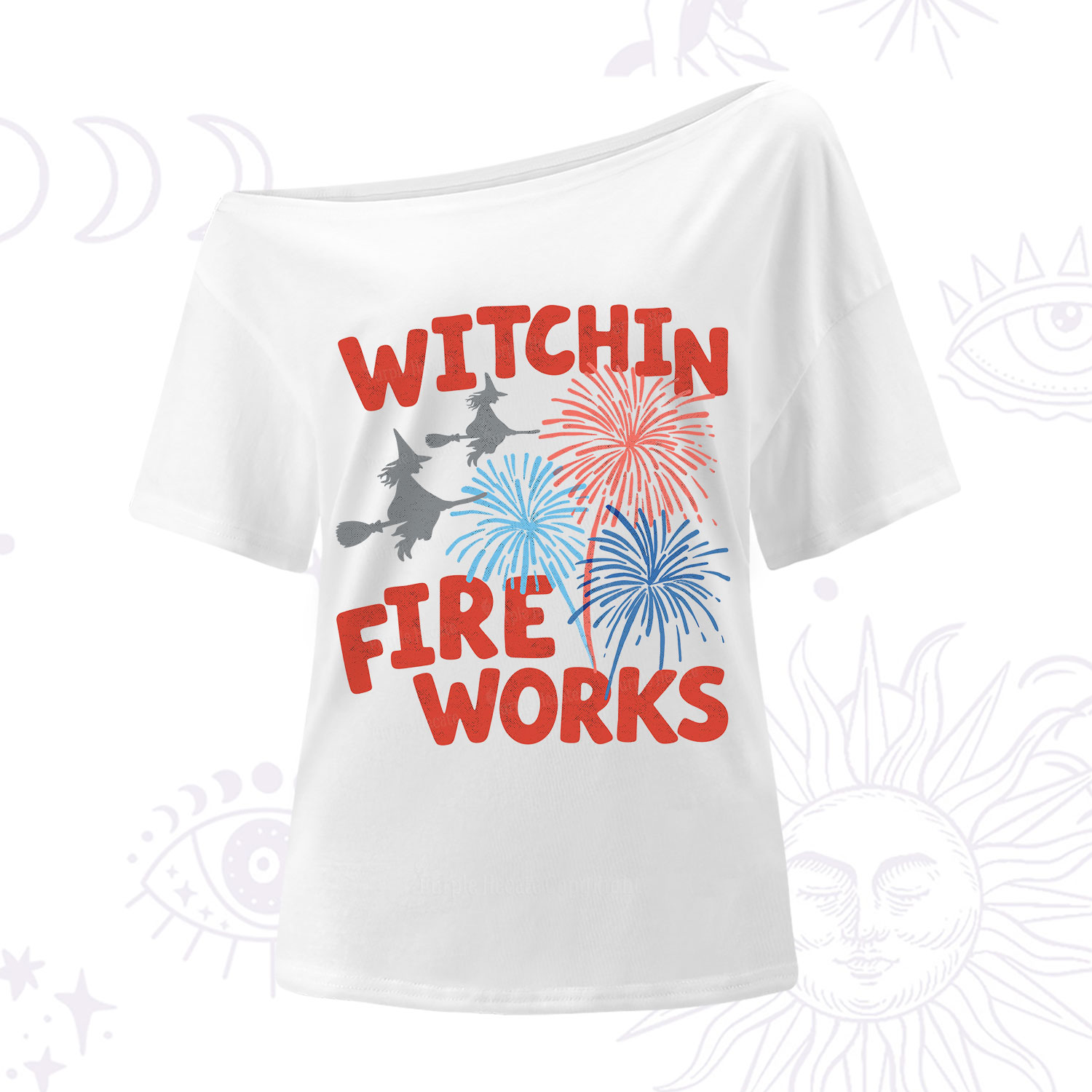 Purplehecate Witchin' Fireworks 4th of July One Shoulder T-Shirt