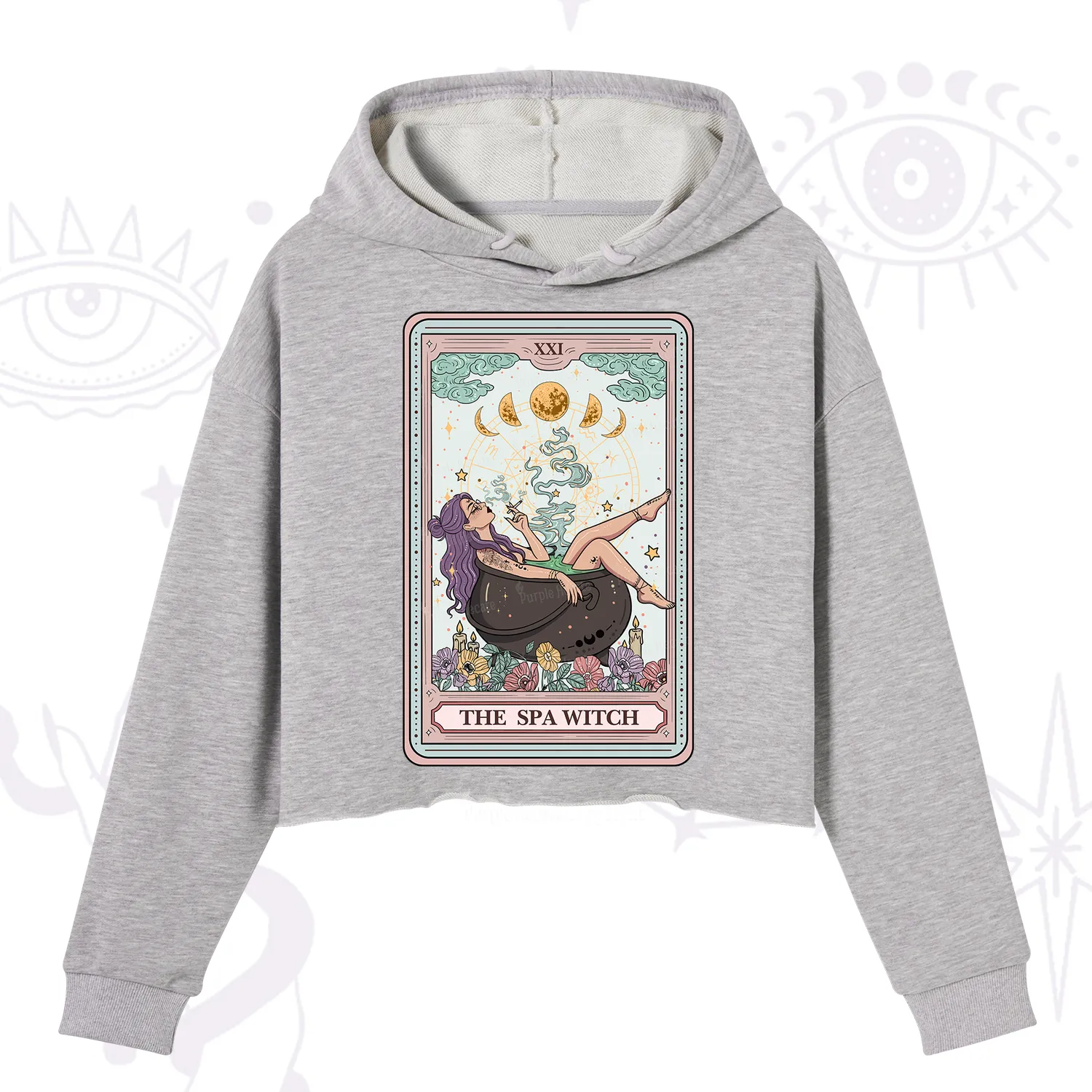 Purplehecate The Spa Witch Tarot Card Crop Hoodie