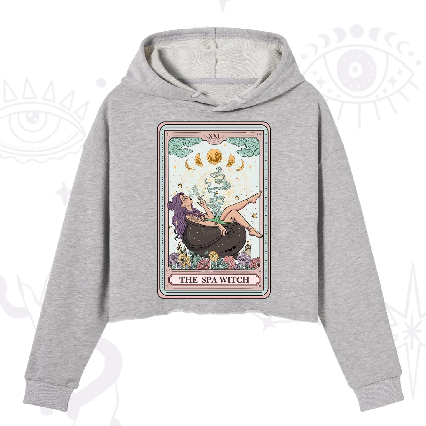 Purplehecate The Spa Witch Tarot Card Crop Hoodie