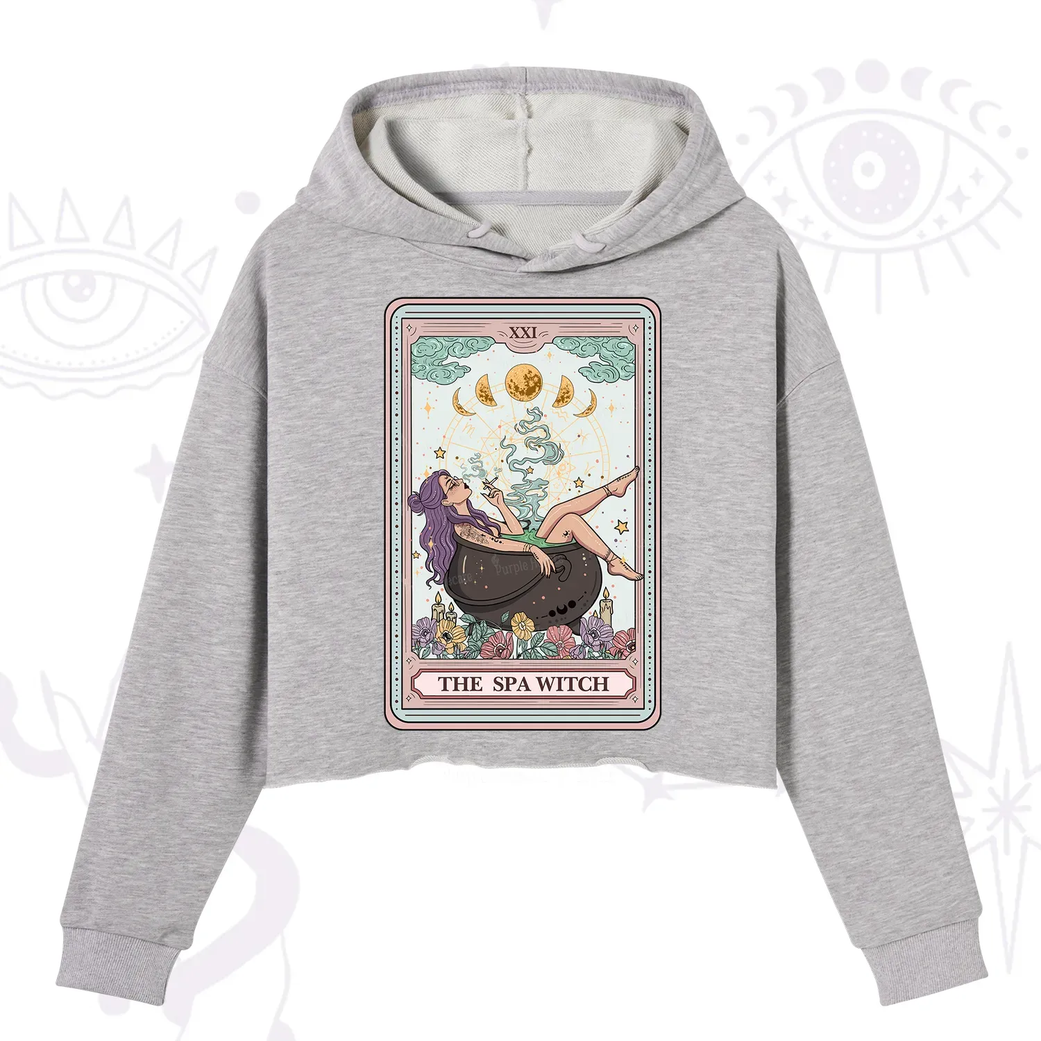 Purplehecate The Spa Witch Tarot Card Crop Hoodie
