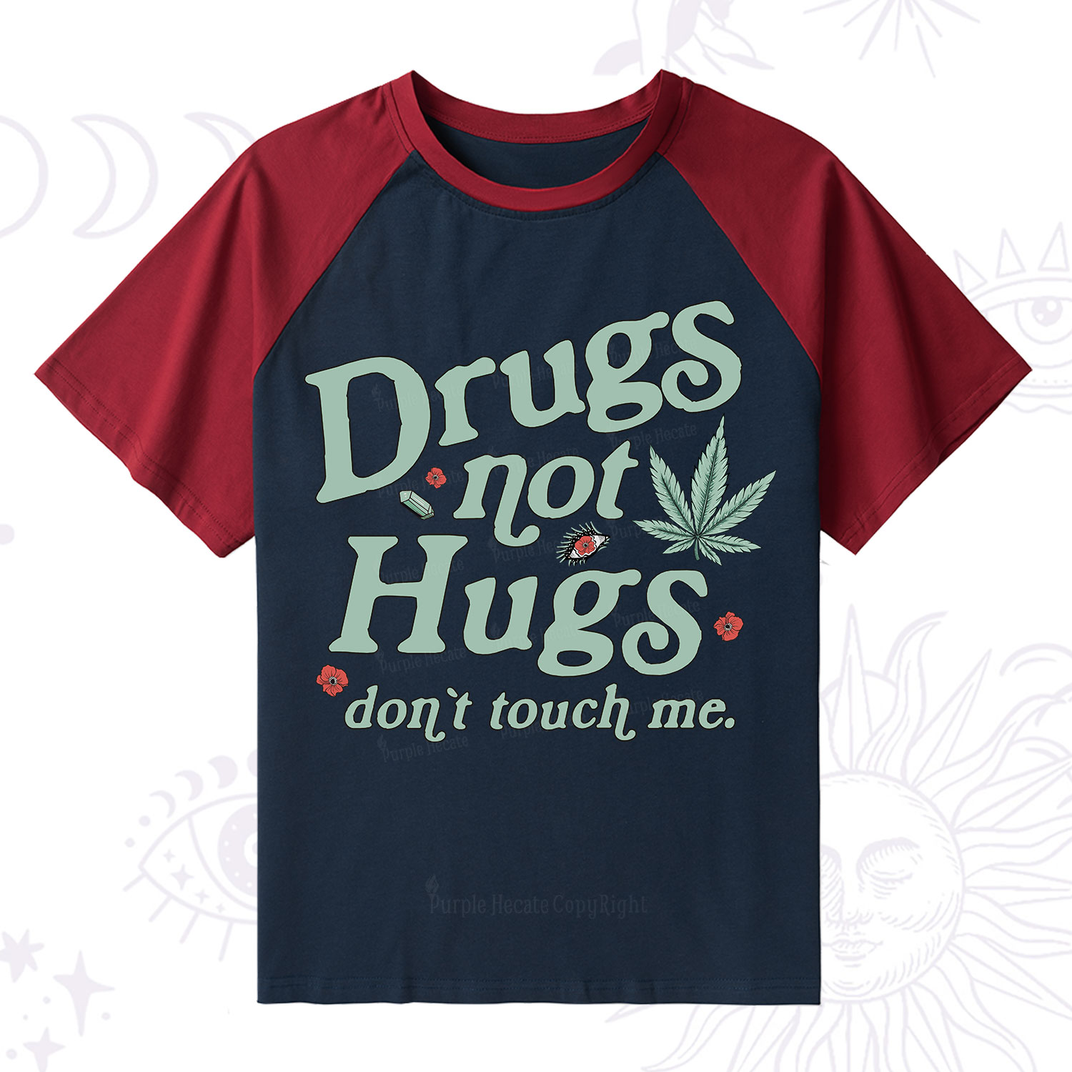 Purplehecate Sarcastic Weed Raglan Short Sleeve T‑Shirt