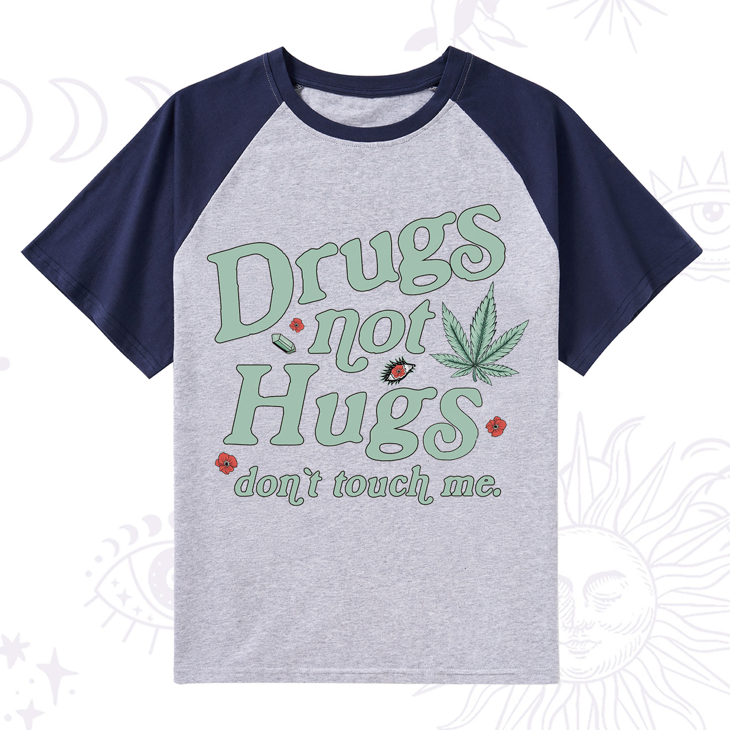 Purplehecate Sarcastic Weed Raglan Short Sleeve T‑Shirt