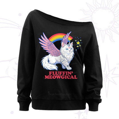 Purplehecate Fluffin Meowgical Off The Shoulder Sweatshirt