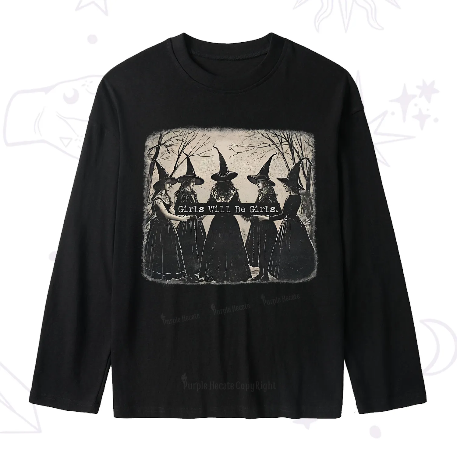 Purplehecate Girls Will Be Girls Witch Slub Long Sleeve T-Shirt