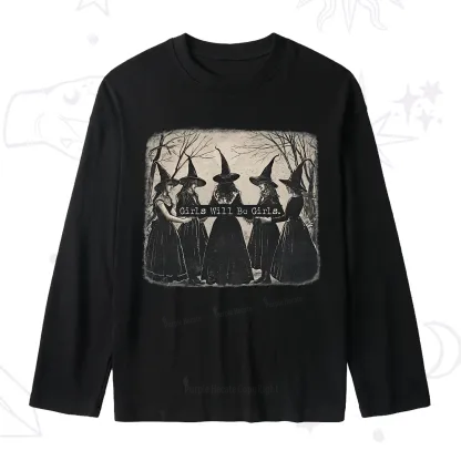 Purplehecate Girls Will Be Girls Witch Slub Long Sleeve T-Shirt