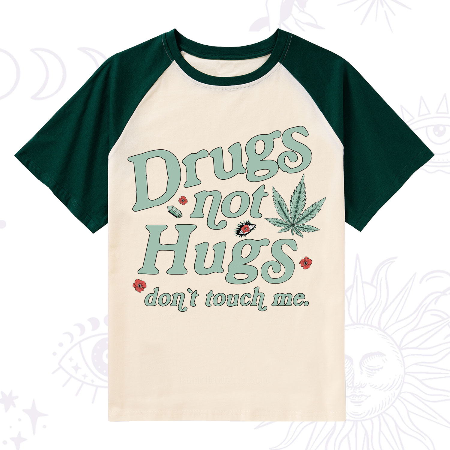 Purplehecate Sarcastic Weed Raglan Short Sleeve T‑Shirt
