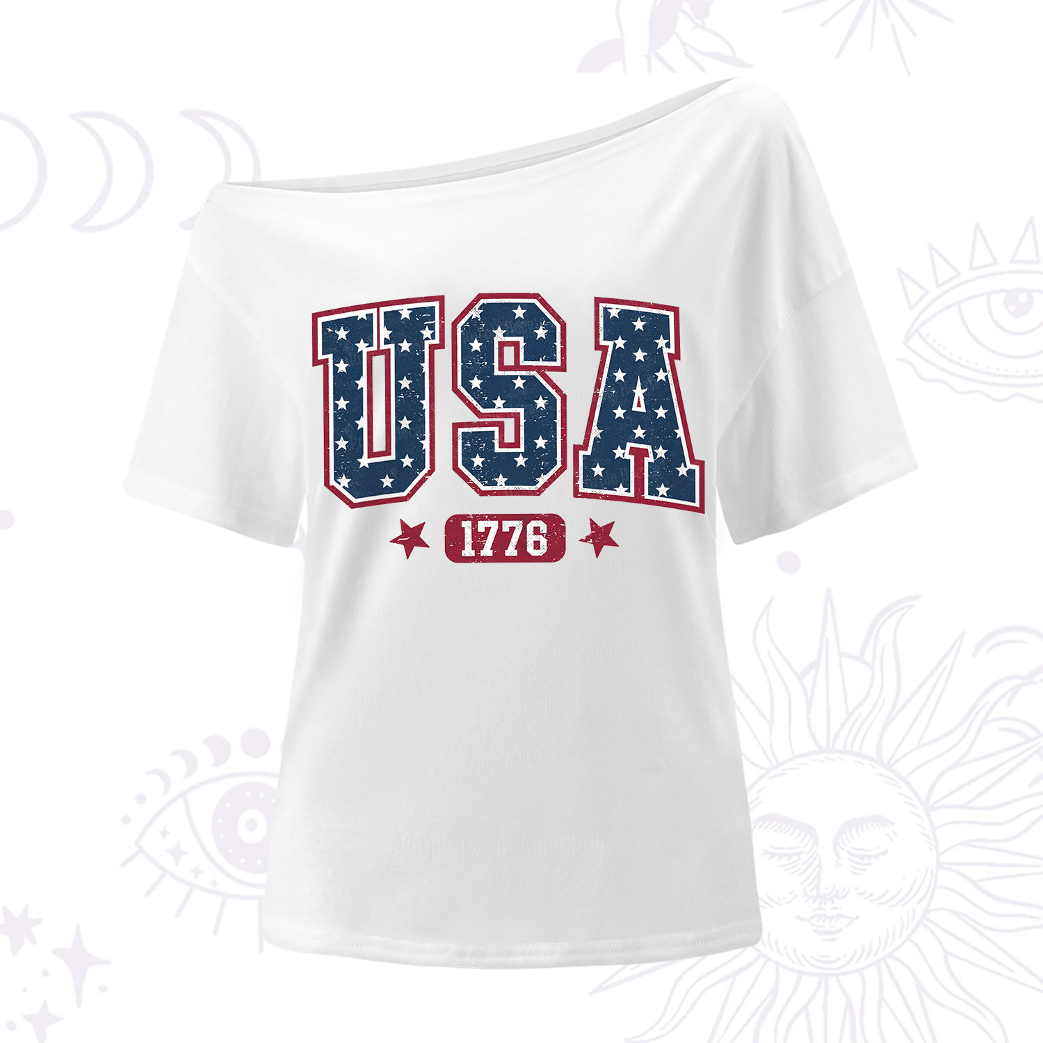 Purplehecate Retro USA 1776 One Shoulder T-Shirt