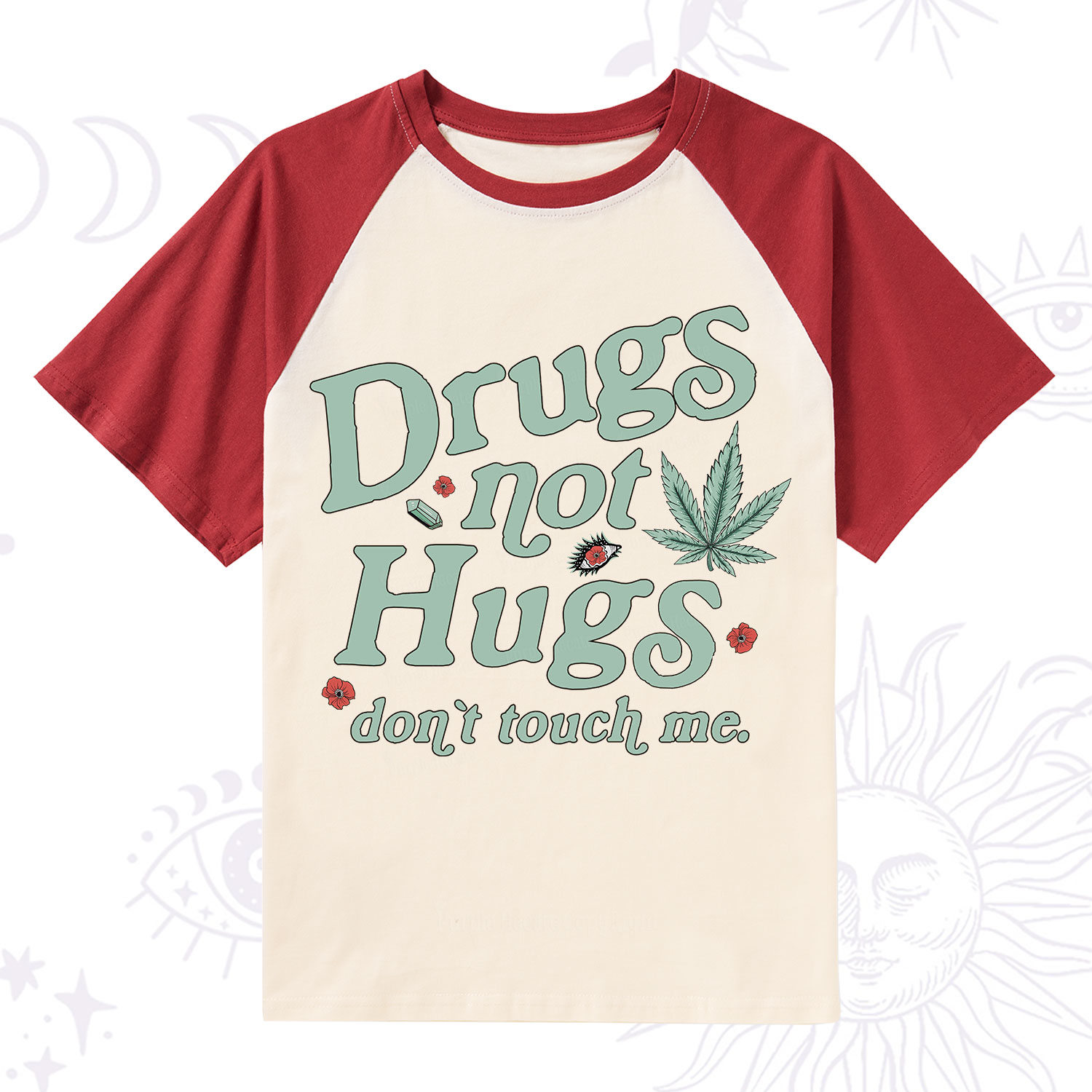 Purplehecate Sarcastic Weed Raglan Short Sleeve T‑Shirt
