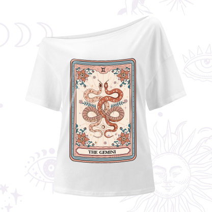 Purplehecate The Gemini Tarot Card One-Shoulder T-Shirt