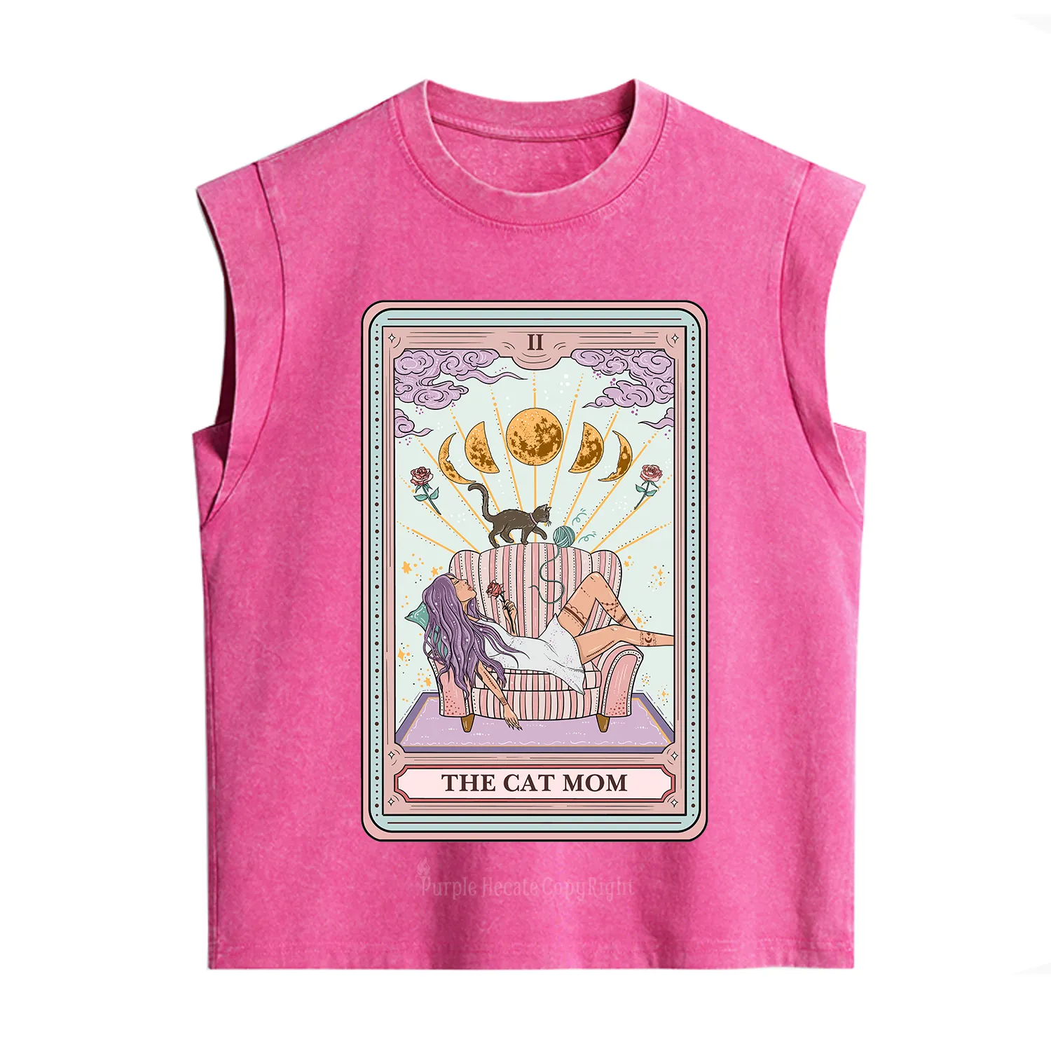 Purplehecate The Cat Mom Tarot Vintage Washed Tank
