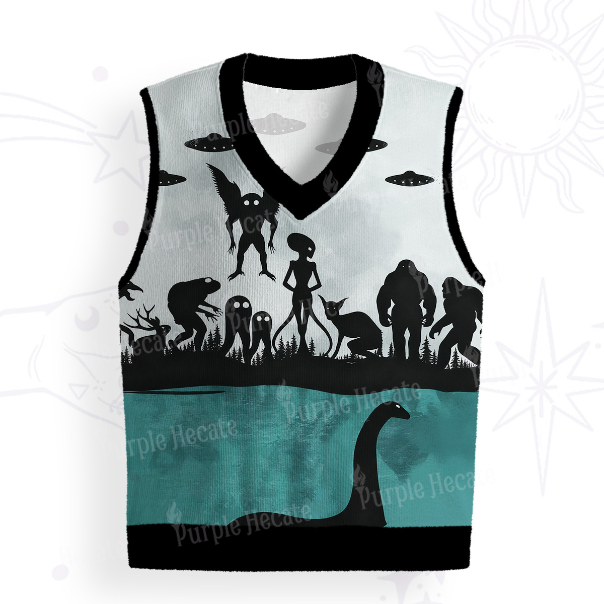 Purplehecate Alien Lake Monster Encounter Ugly Sweater Vest