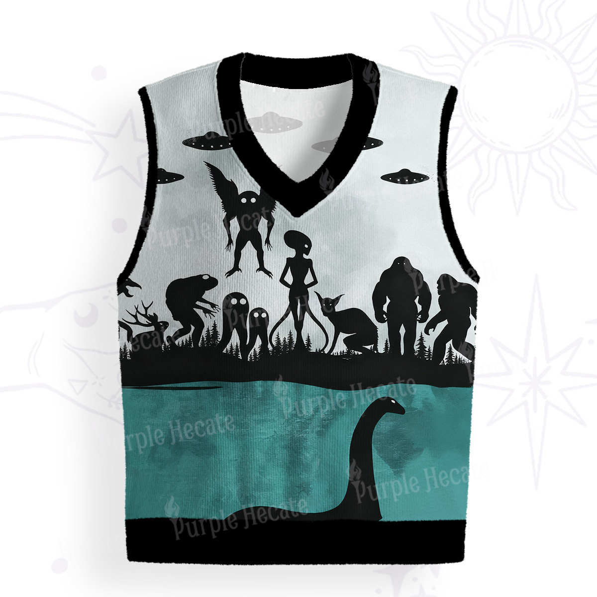 Purplehecate Alien Lake Monster Encounter Ugly Sweater Vest