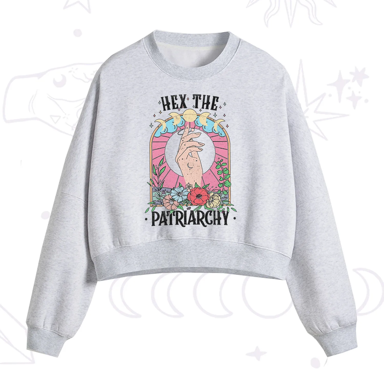 Purplehecate Hex The Patriarchy Fleece Cropped Sweatshirt