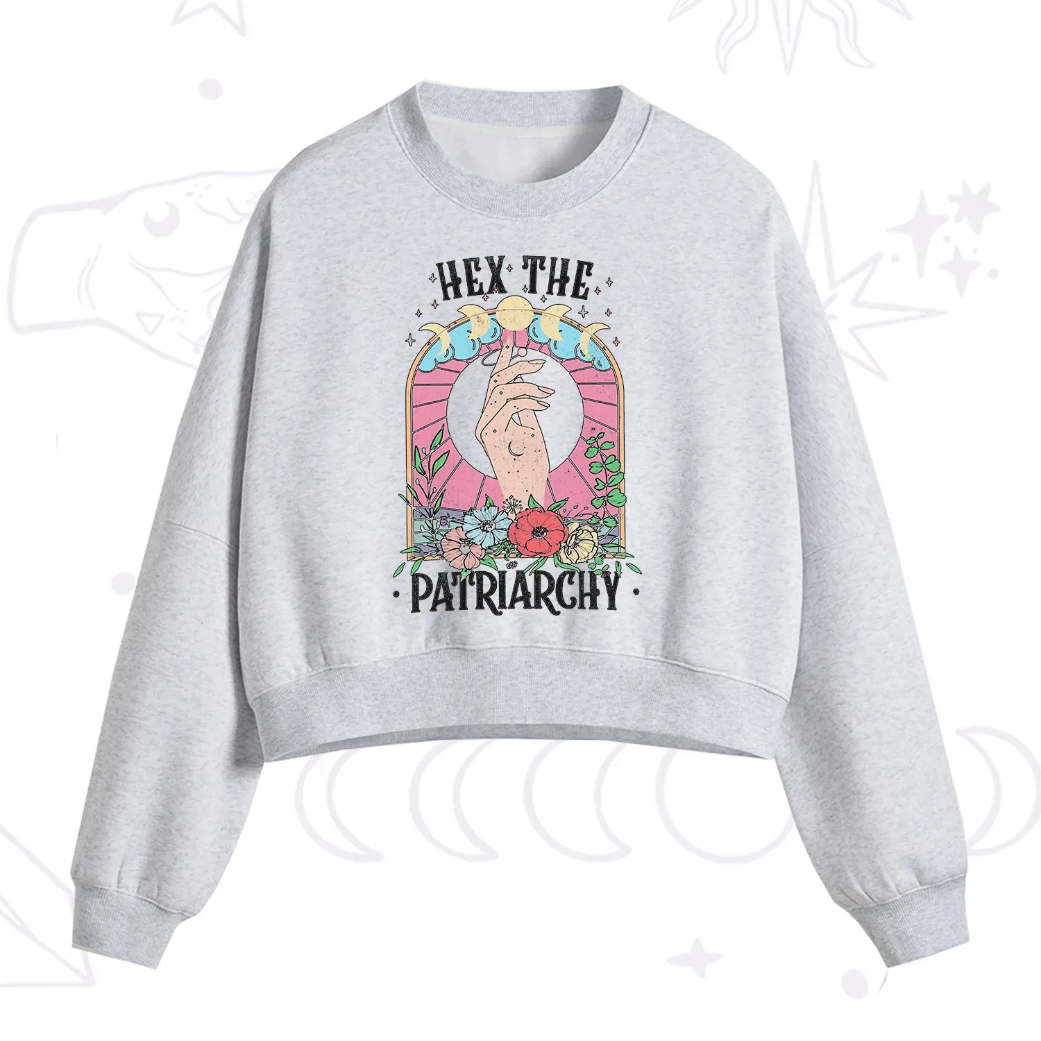 Purplehecate Hex The Patriarchy Fleece Cropped Sweatshirt
