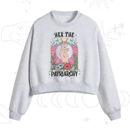 Purplehecate Hex The Patriarchy Fleece Cropped Sweatshirt