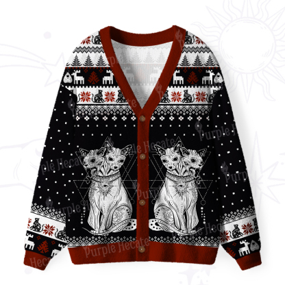 Purplehecate The Cat Goddess Bastet Ugly Cardigan Sweaters