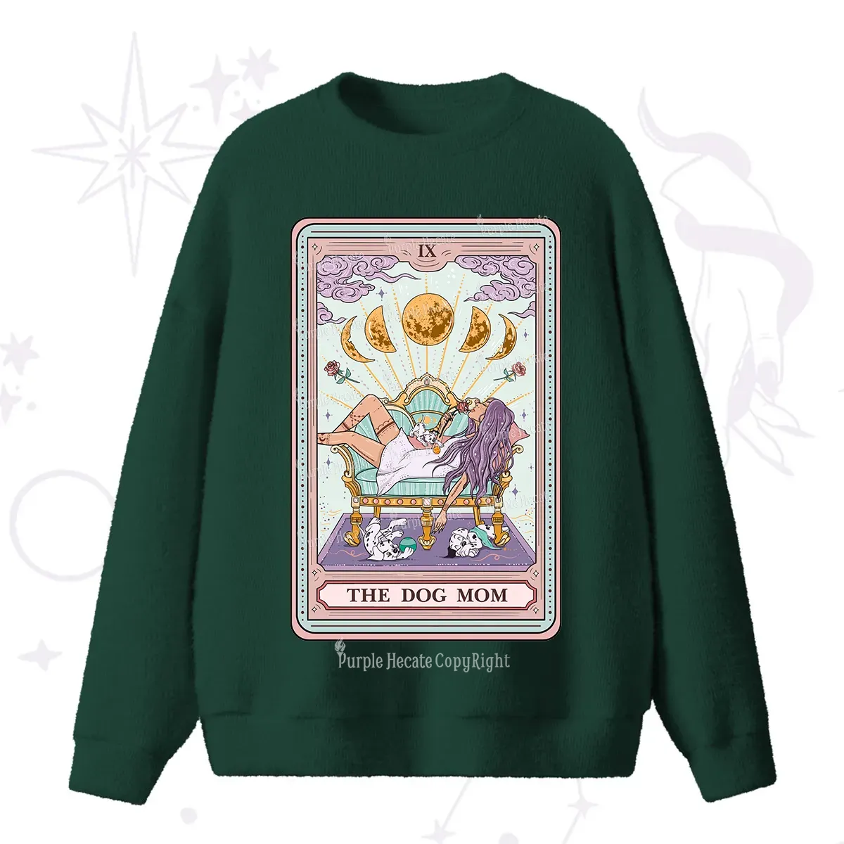 Purplehecate The Dog Mom Tarot Fuzzy Ugly Sweater