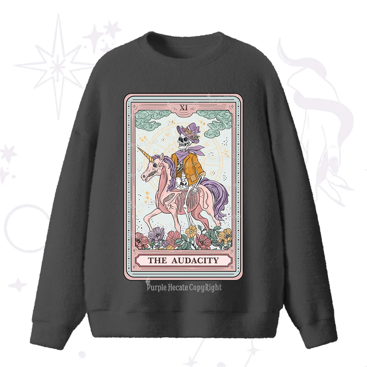 Purplehecate The Audacity Tarot Card Fuzzy Ugly Sweater