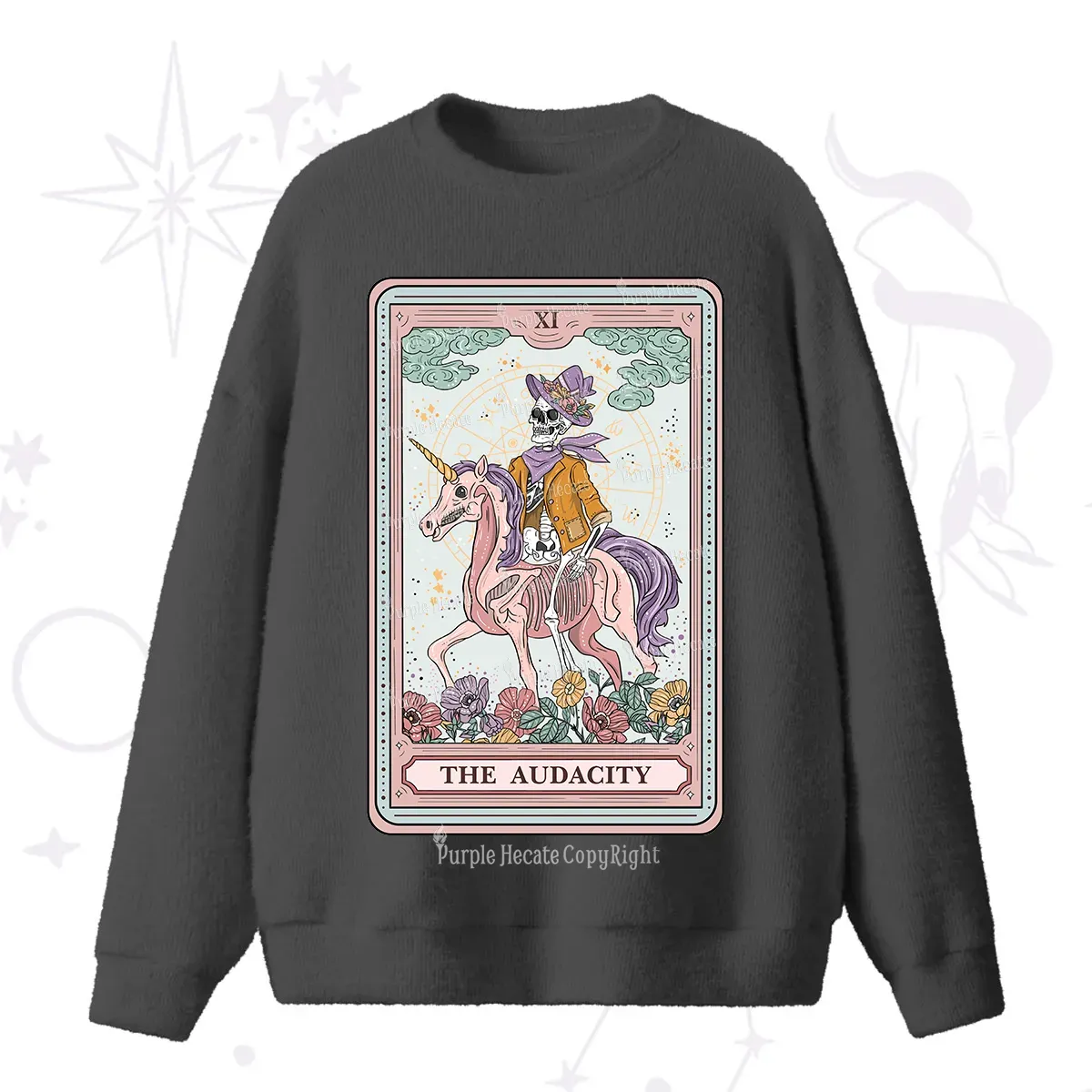 Purplehecate The Audacity Tarot Card Fuzzy Ugly Sweater