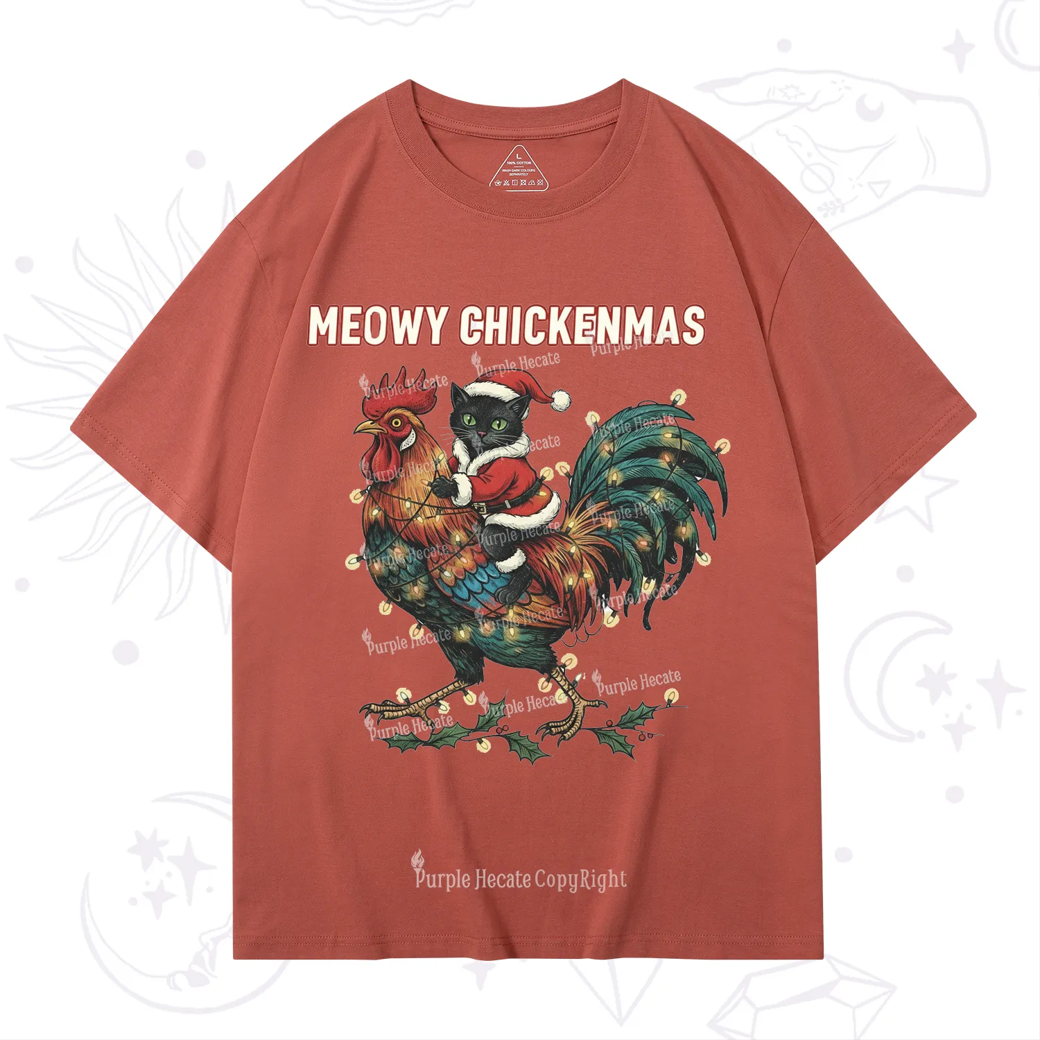 Purplehecate Meowy Chickenmas Christmas T-Shirt