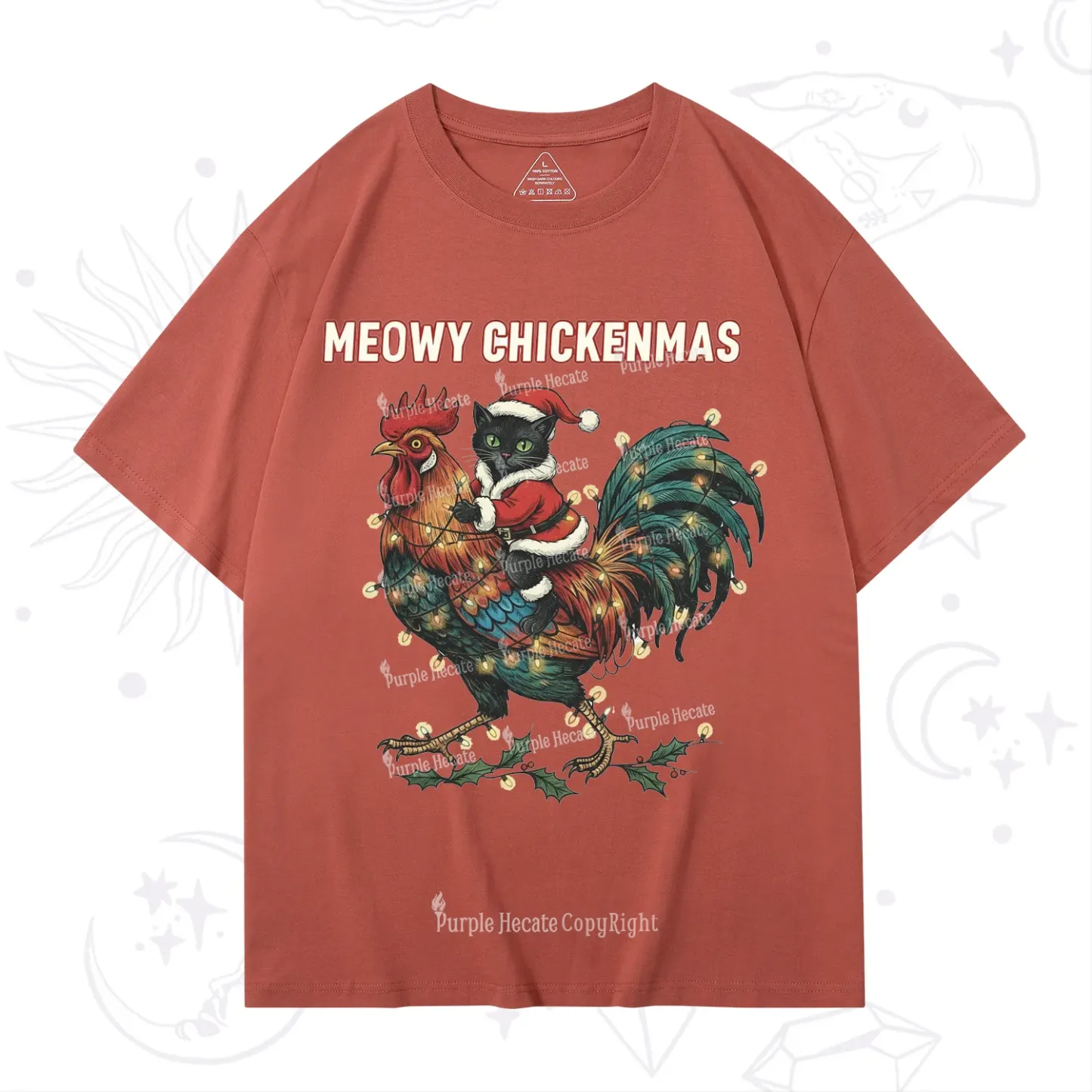 Purplehecate Meowy Chickenmas Christmas T-Shirt