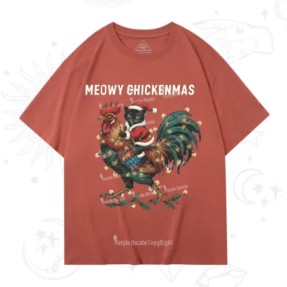 Purplehecate Meowy Chickenmas Christmas T-Shirt