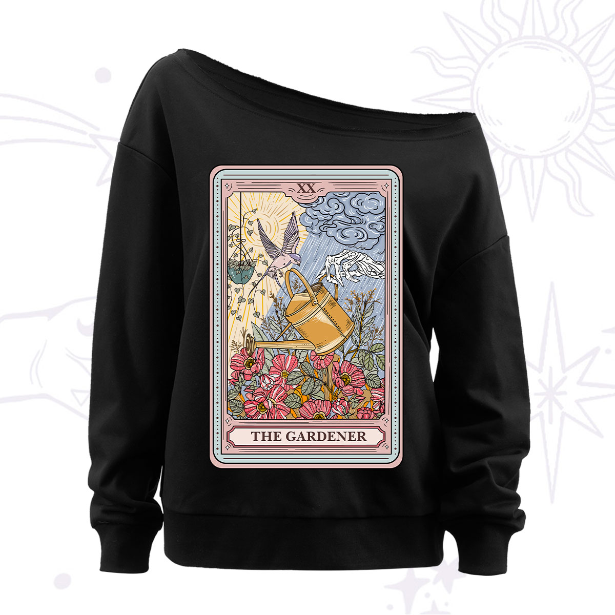  Purplehecate The Gardener Tarot Off The Shoulder Sweatshirt