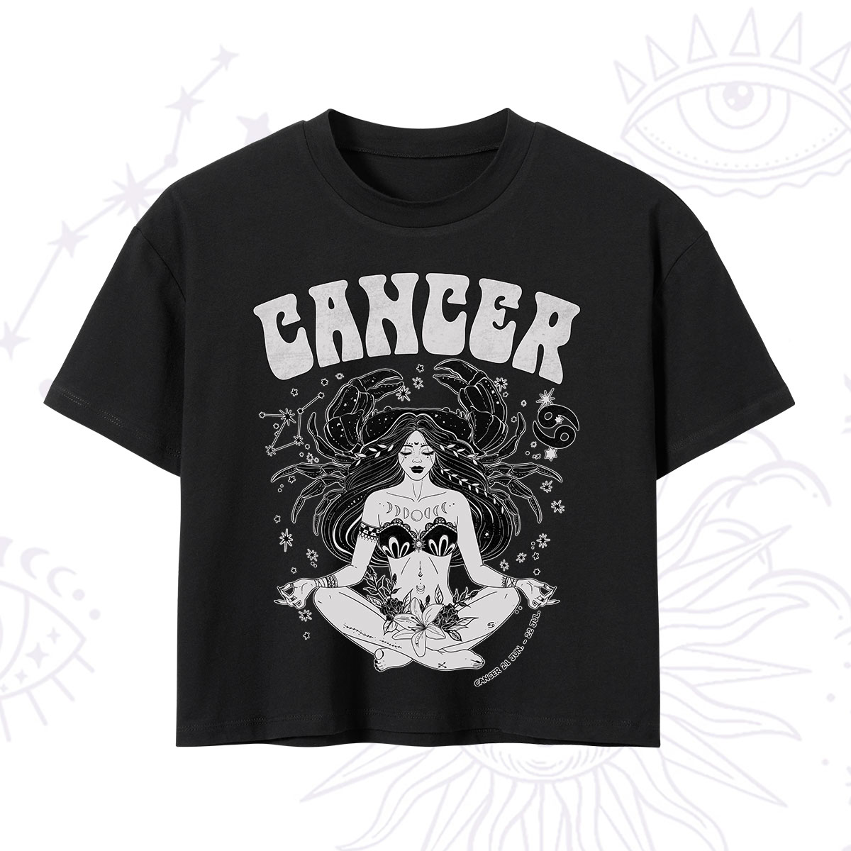 Purplehecate Cancer Zodiac Glyphs Crop T-Shirt 
