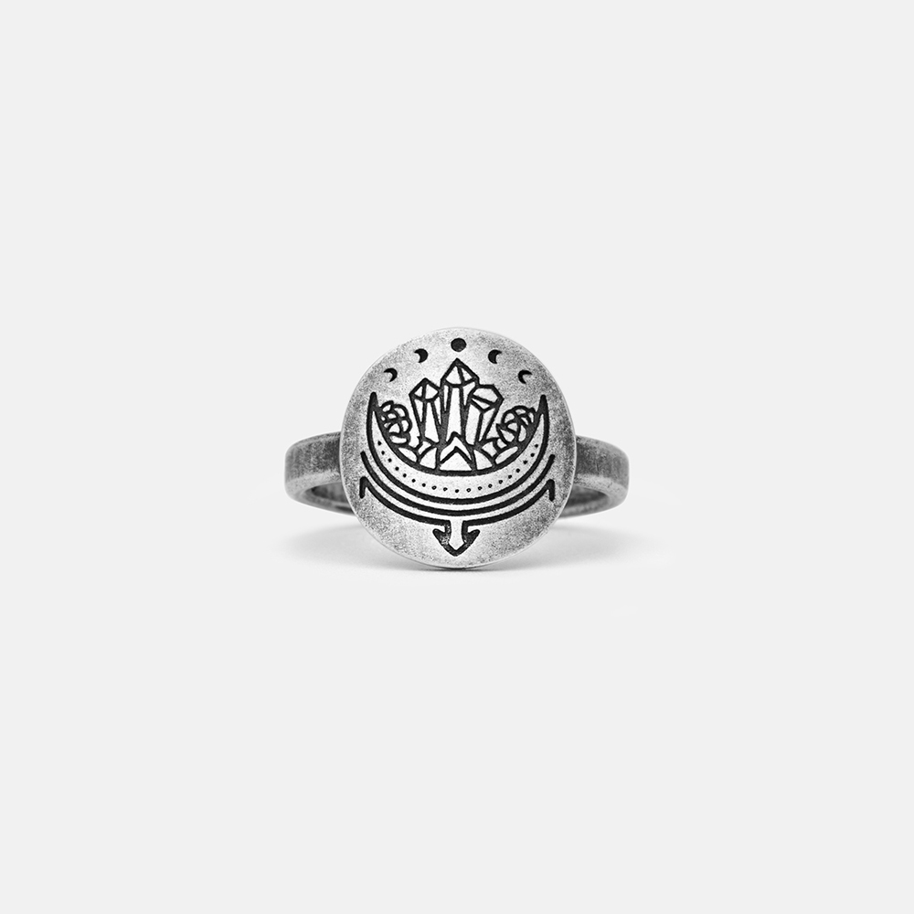 Purplehecate Crescent Moon Sterling Silver Ring