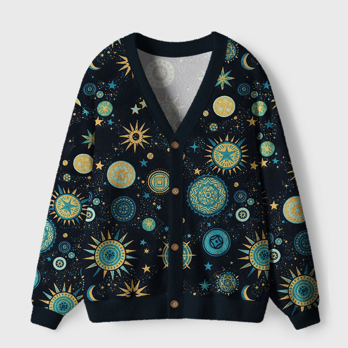 Purplehecate Starry Night Ugly Cardigan Sweaters