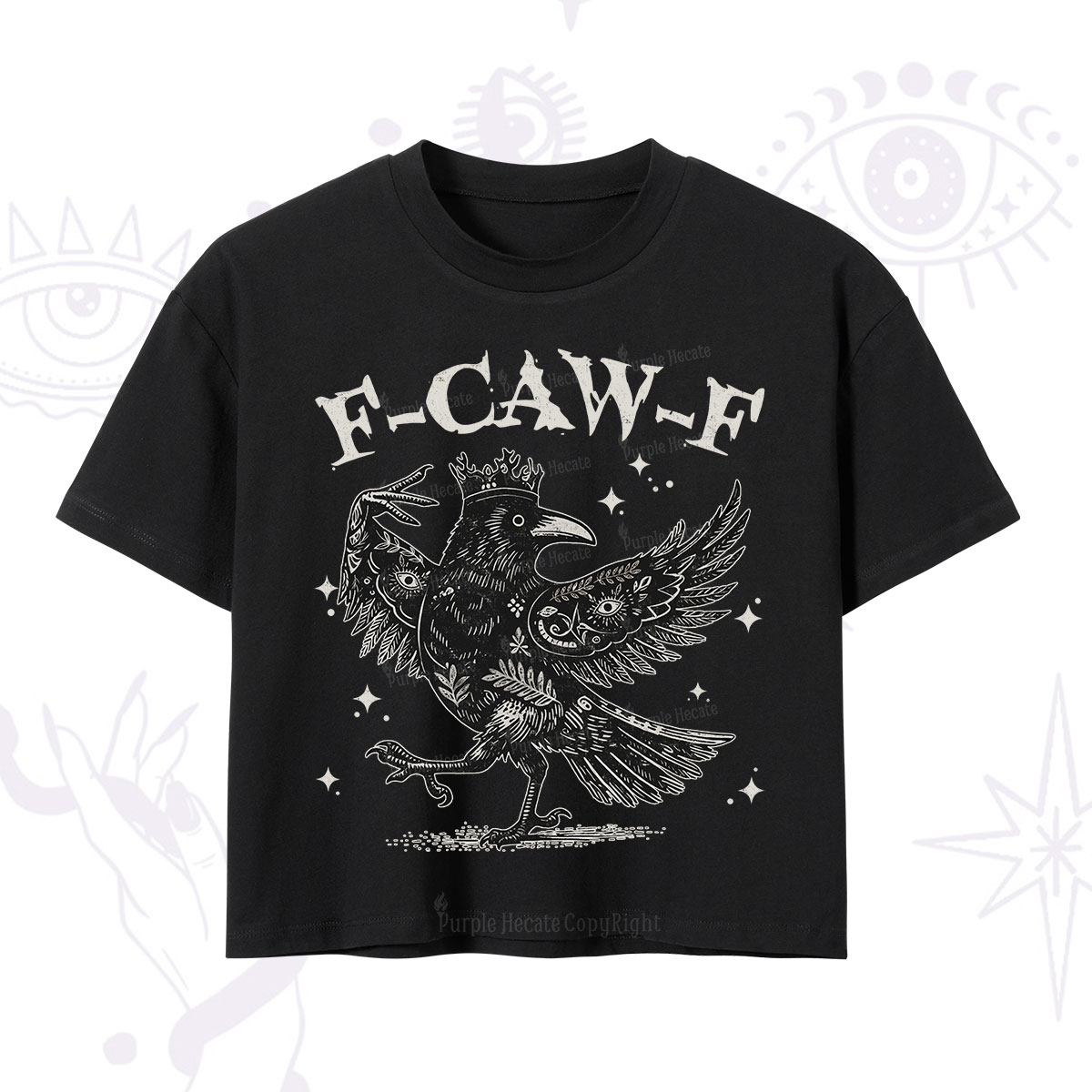 Purplehecate F-caw-f Funny Crow Crop T-Shirt