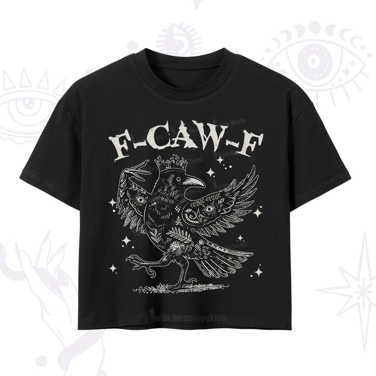 Purplehecate F-caw-f Funny Crow Crop T-Shirt