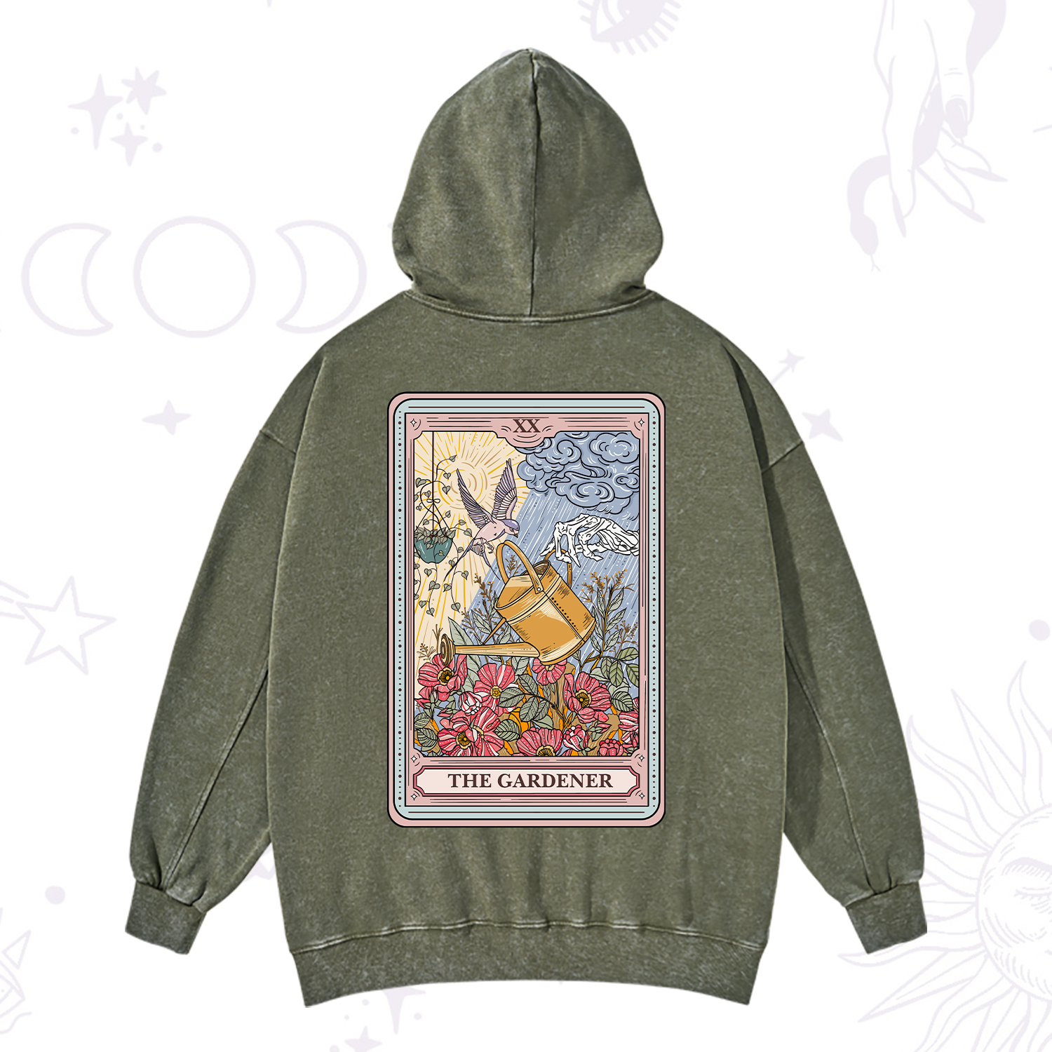 Purplehecate The Gardener Tarot Washed Hoodie
