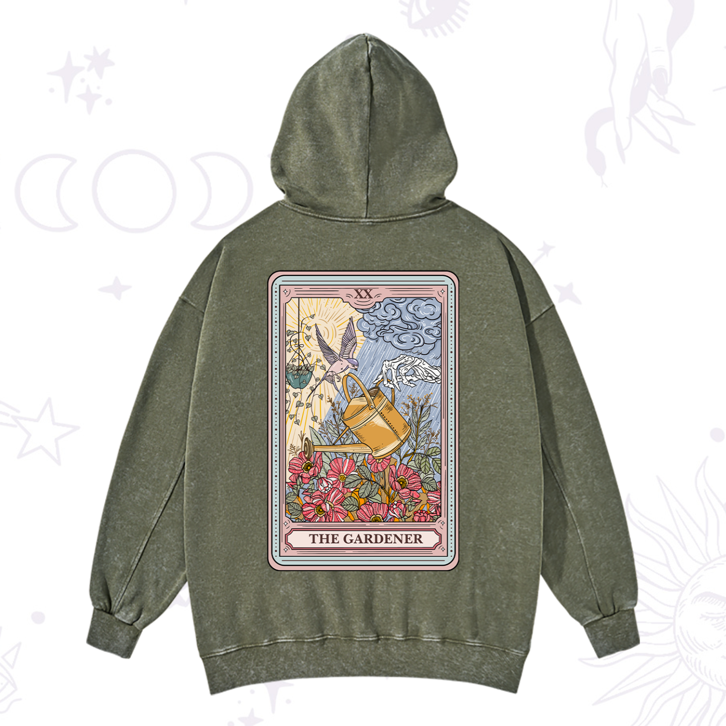 Purplehecate The Gardener Tarot Washed Hoodie