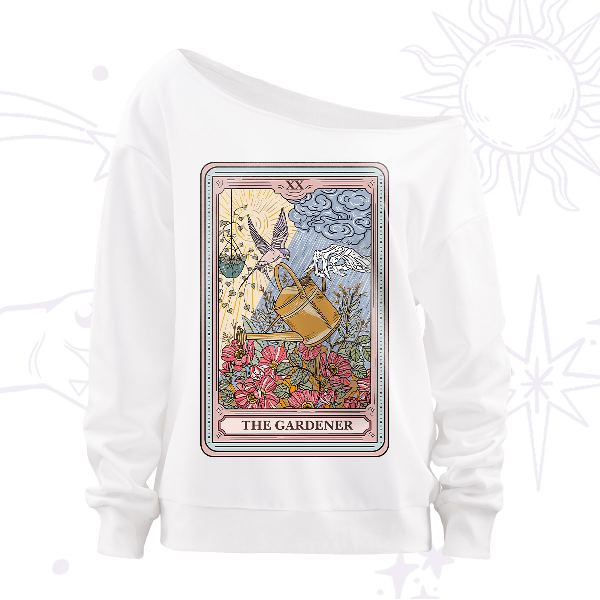  Purplehecate The Gardener Tarot Off The Shoulder Sweatshirt