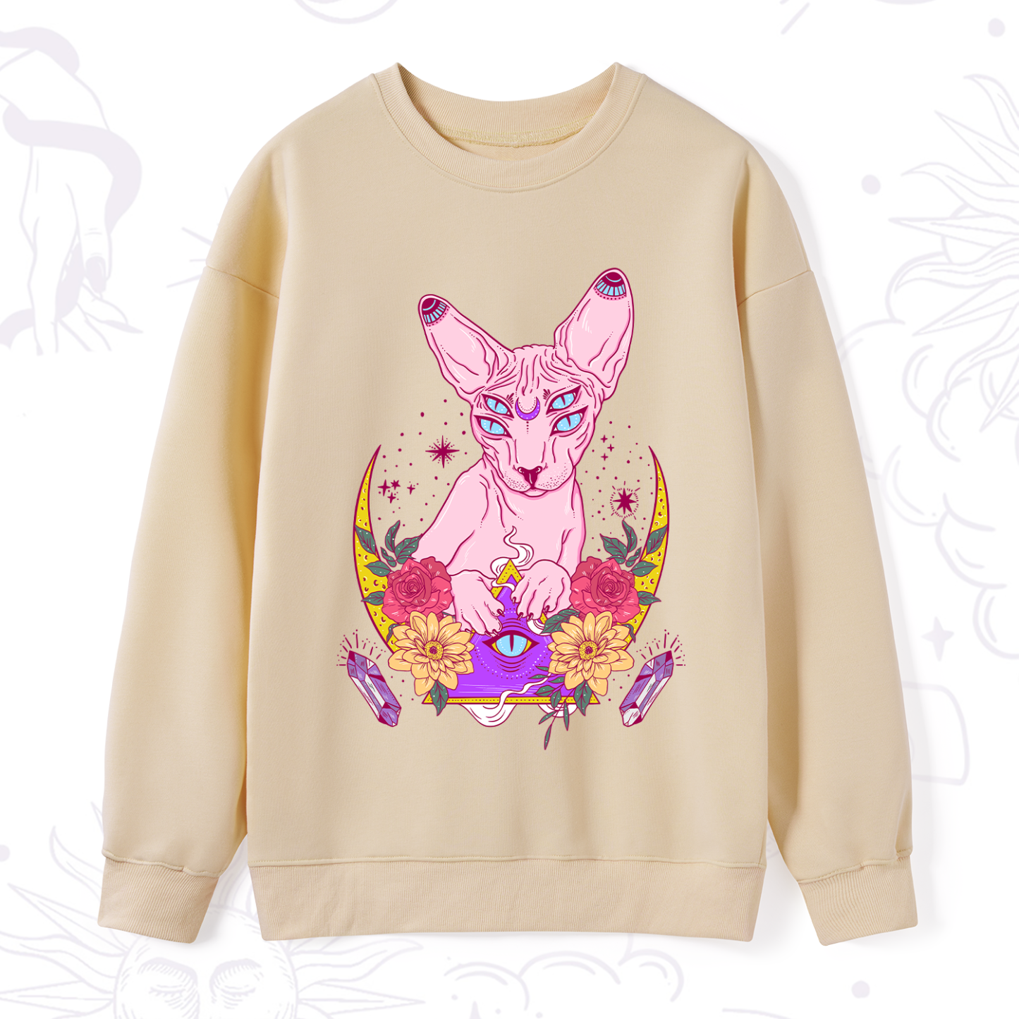 Purplehecate Moon Phase Cat Sweatshirt