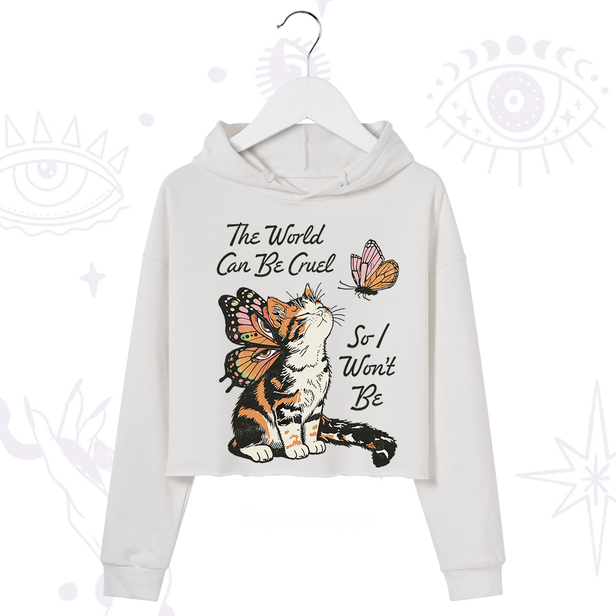 Purplehecate The World Can Be Cruel So I Won't Be Crop Hoodie