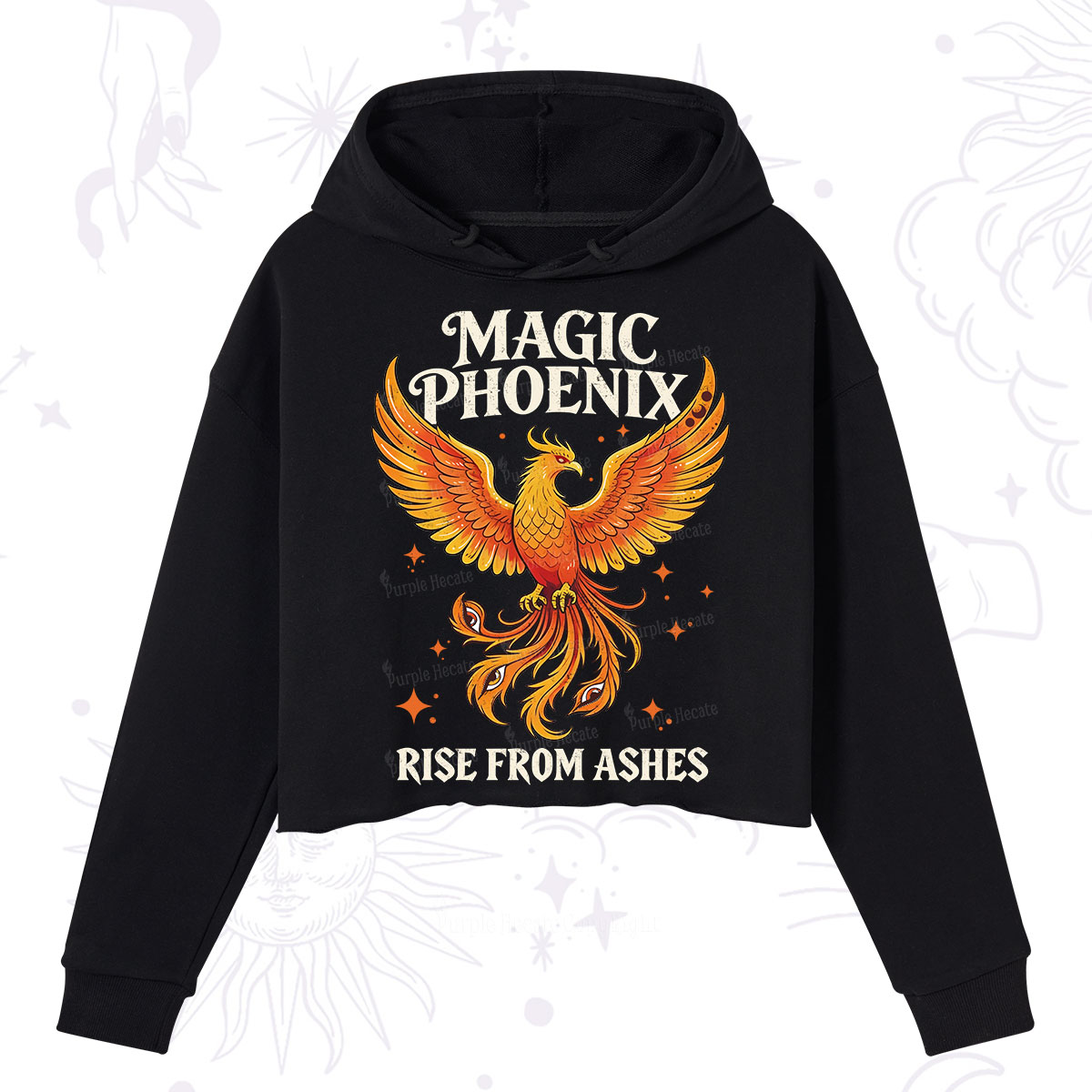 Purplehecate Magic Phoenix Rise From Ashes Crop Hoodie