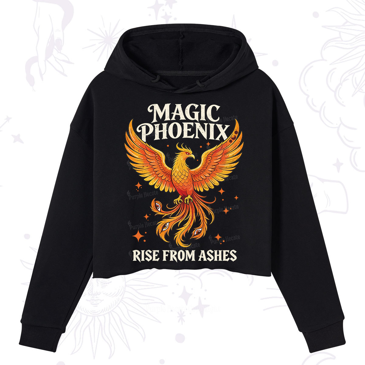 Purplehecate Magic Phoenix Rise From Ashes Crop Hoodie