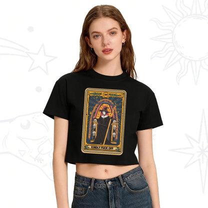 Purplehecate The Kindly Fuck Off Tarot Crop T-Shirt