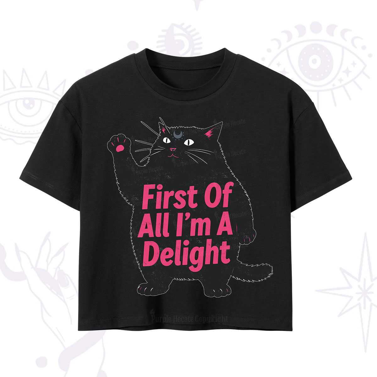 Purplehecate First Of All I'm A Delight Cat Crop T-Shirt