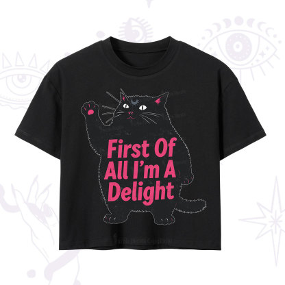 Purplehecate First Of All I'm A Delight Cat Crop T-Shirt